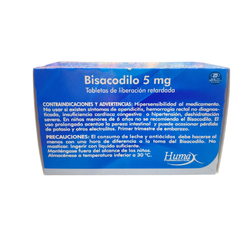 Bisacodilo 5mg x100 Tbs Humax